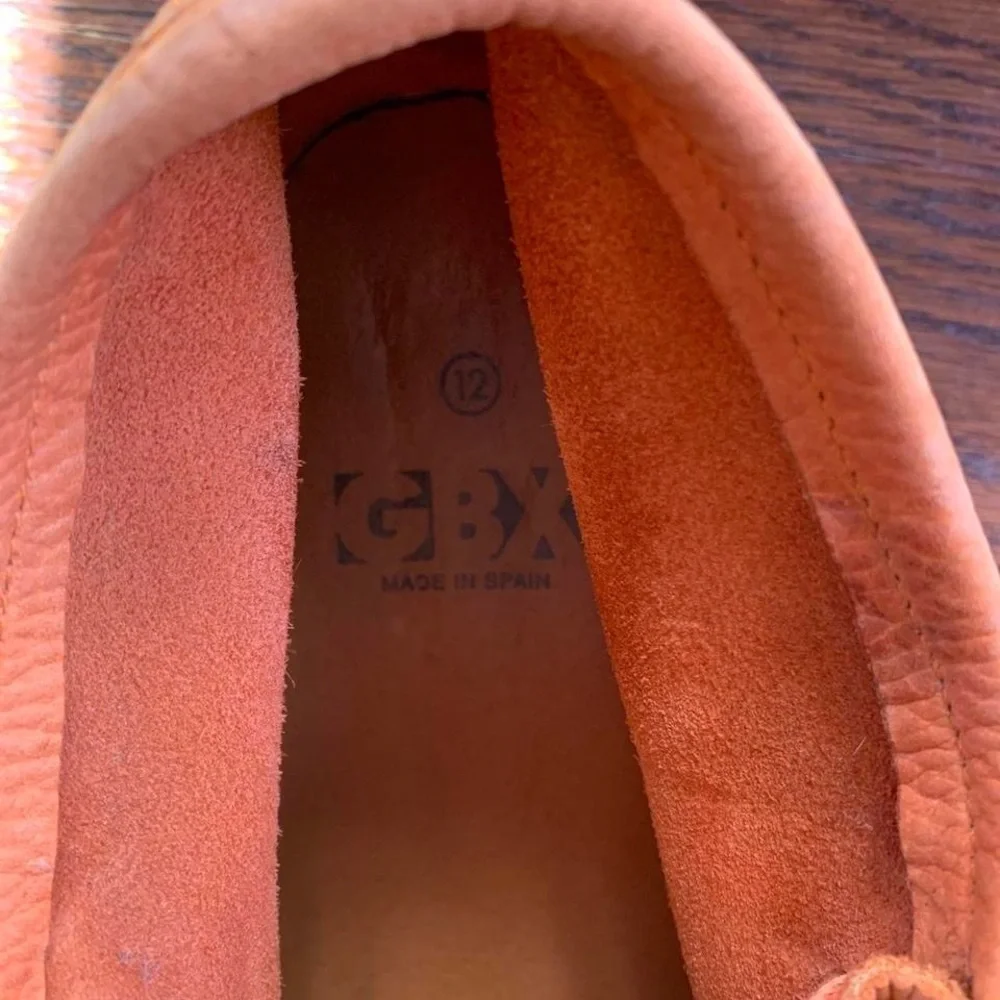 GBX vintage Y2K Men's Orange Leather suede moccasin chukka boots lace up size 12